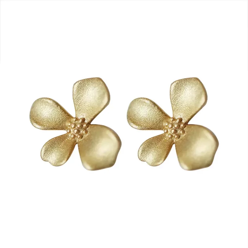 Flower Studs Earings for Women Simple Elegant Korea Fashion Earings14K Gold Plated Jewelry