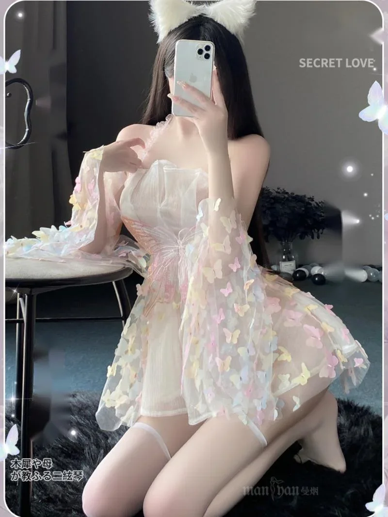 

Милое милое мини-платье, сексуальное градиентное бабочка цвета радуги, прозрачное платье принцессы феи мечты, элегантная униформа, топы 5WTK