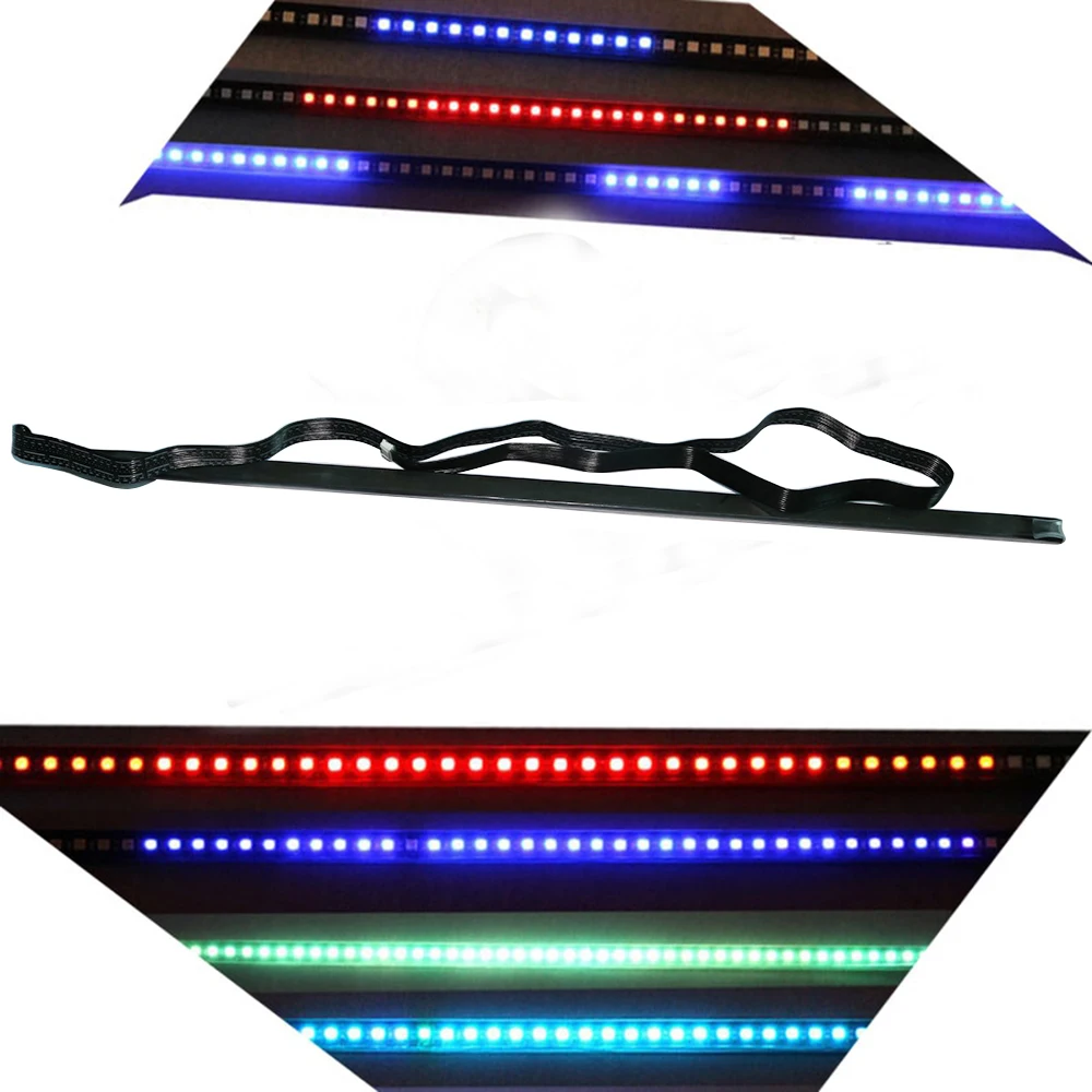 1set Car Accessories 22" 7-Color DC 12V 48 LED RGB Scanner Flash Car SUV Motorcycle Strobe Knight Rider Kit PVC Flash Light Str