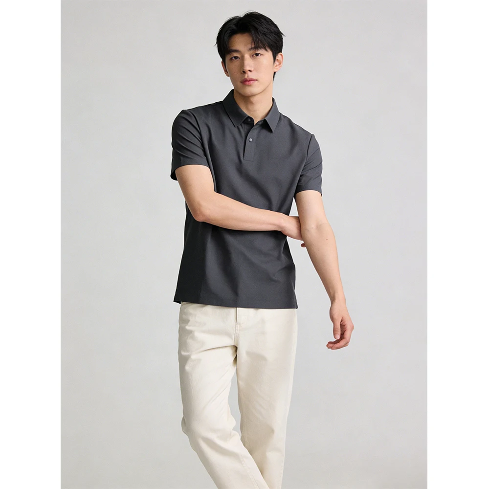 185g Antibacterial Cool Touch Unisex Solid Lapel Short Sleeve Polo Shirt Breathable Casual Daily Top