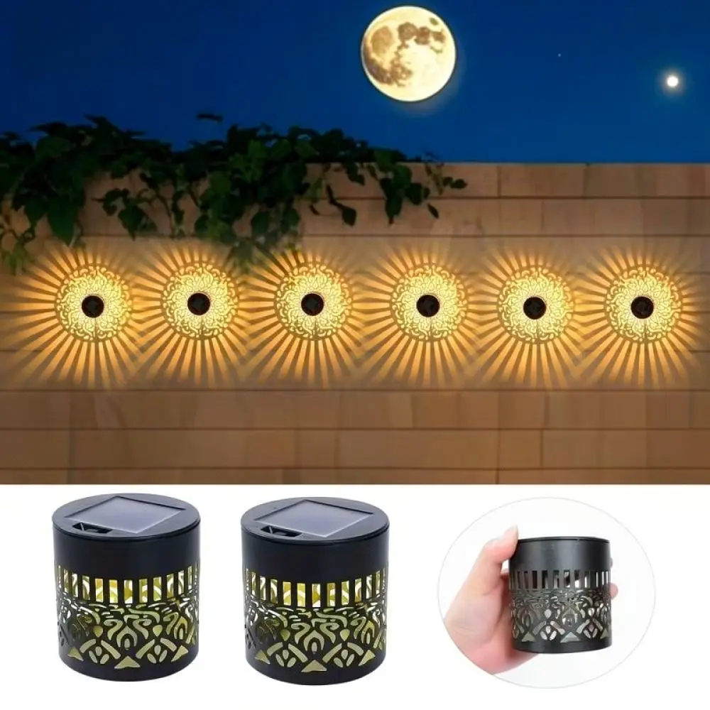 LED Solar Wall Light Outdoor Garden Decorative Lamp Hollow Metal Projection Lighting For Villa Patio Yard Path Walkway