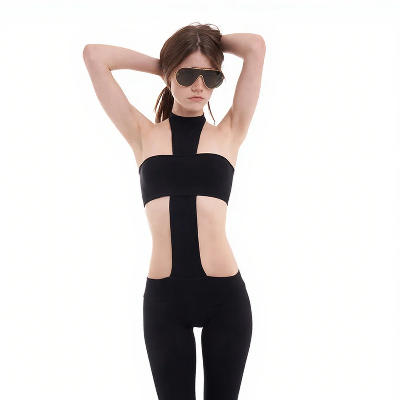 Sexy Y2K Trendy Streetwear, Fashionable Punk Hanging Neck, Retro Spicy Girl Slim Fit Jumpsuit Pants