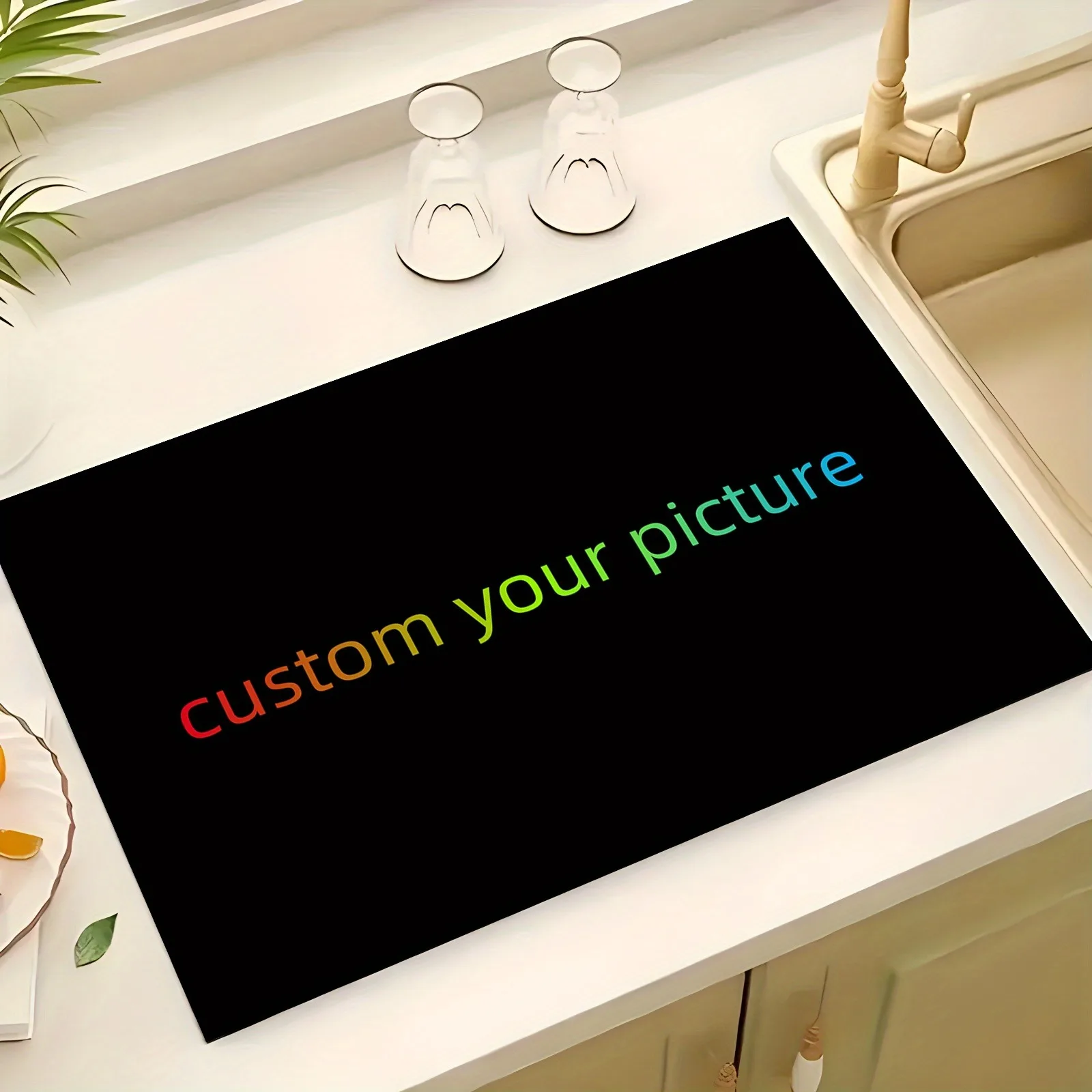 Personalized Custom Pattern Photo Kitchen Counter Mat, Multi-use Dining Desk Coaster Pad Holiday Table Decor Gift
