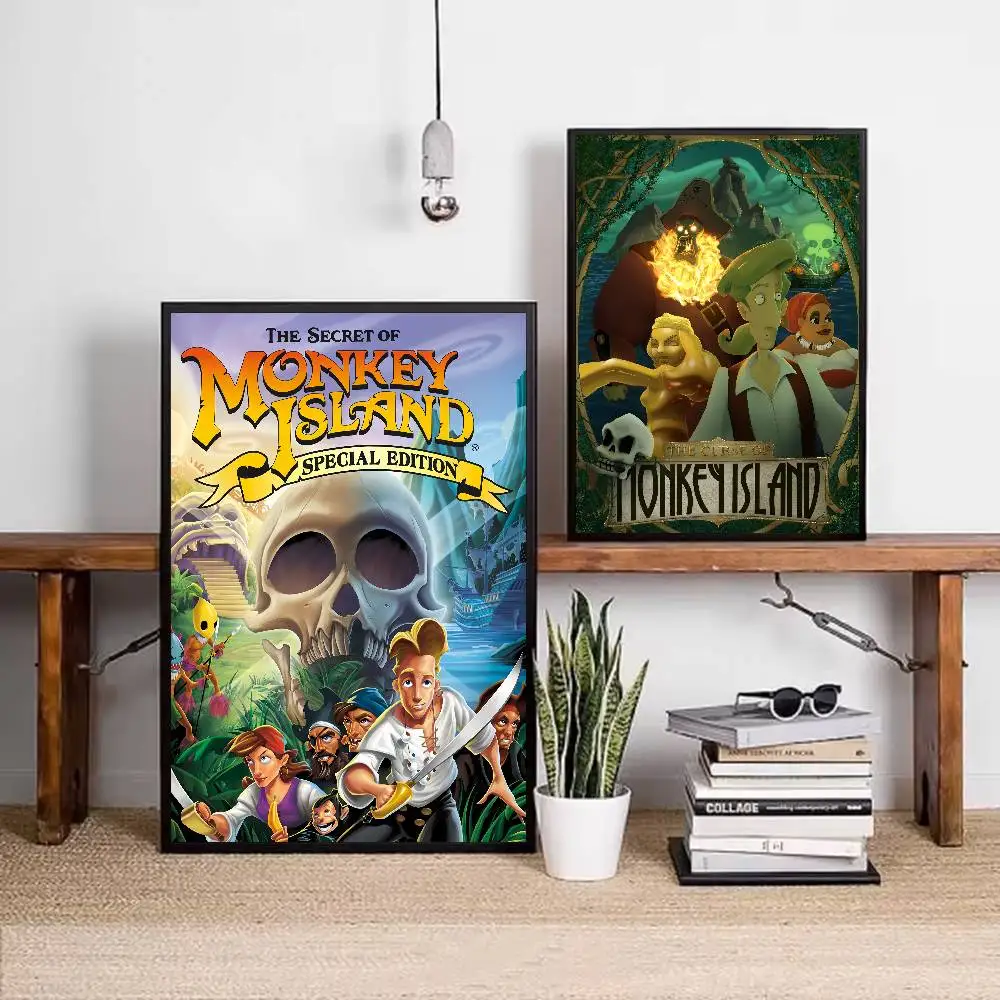 Clásicos aventuras videojuegos cuentos de M-Monkey Island cartel galería impresiones autoadhesivas decoración del hogar calcomanías de pared Li