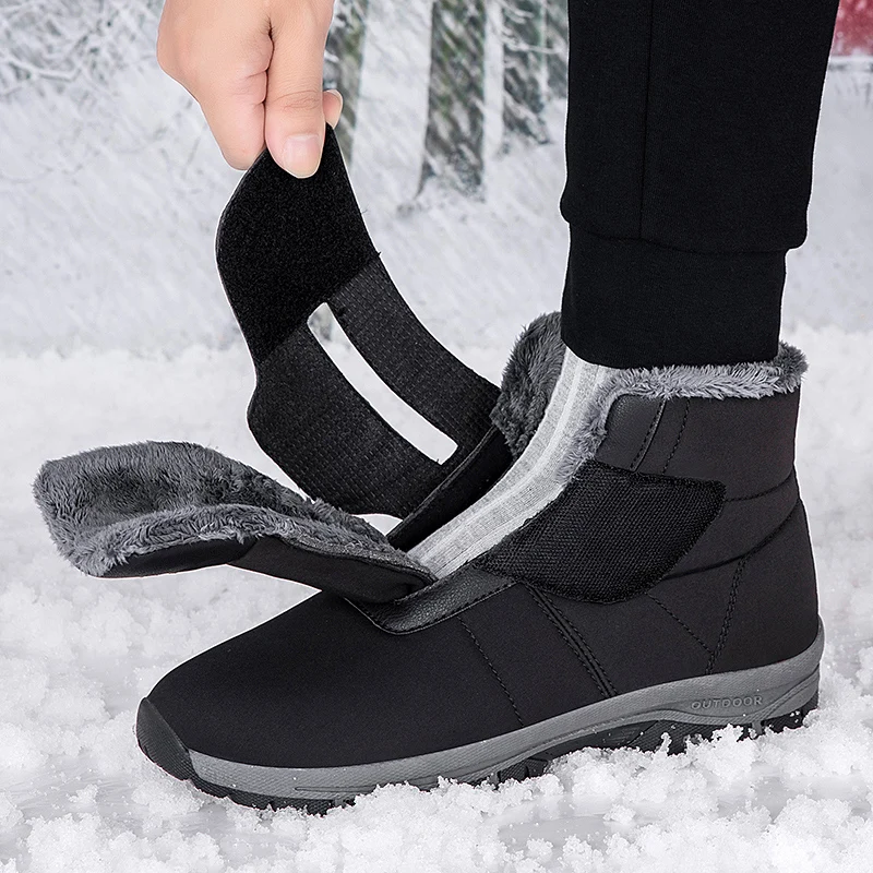 Winter Women's Fur Lined Ankle Snow Boots Adjustable Hook and Loop Diabetic Shoes for Elderly Swollen Foot Hallux Valgus Bunion view 6
