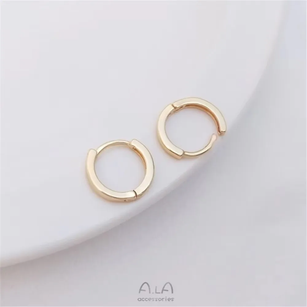 14K Gold-Plated Flat Earrings, Circular with Hanging Ear Buckles, Handmade DIY Earrings, Jewelry Accessories Materials