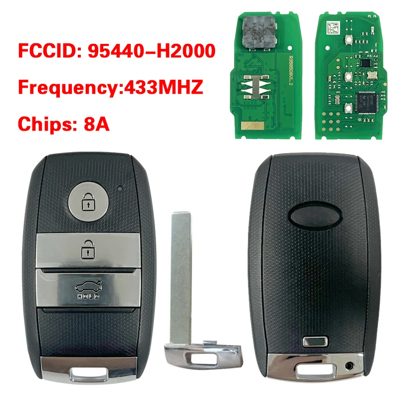CN051246 Aftermarket 3 Button  Genuine Smart Remote Control Key  8A Chip 433Mhz FCC  95440-G6100 For KIA Picanto 2021-2022