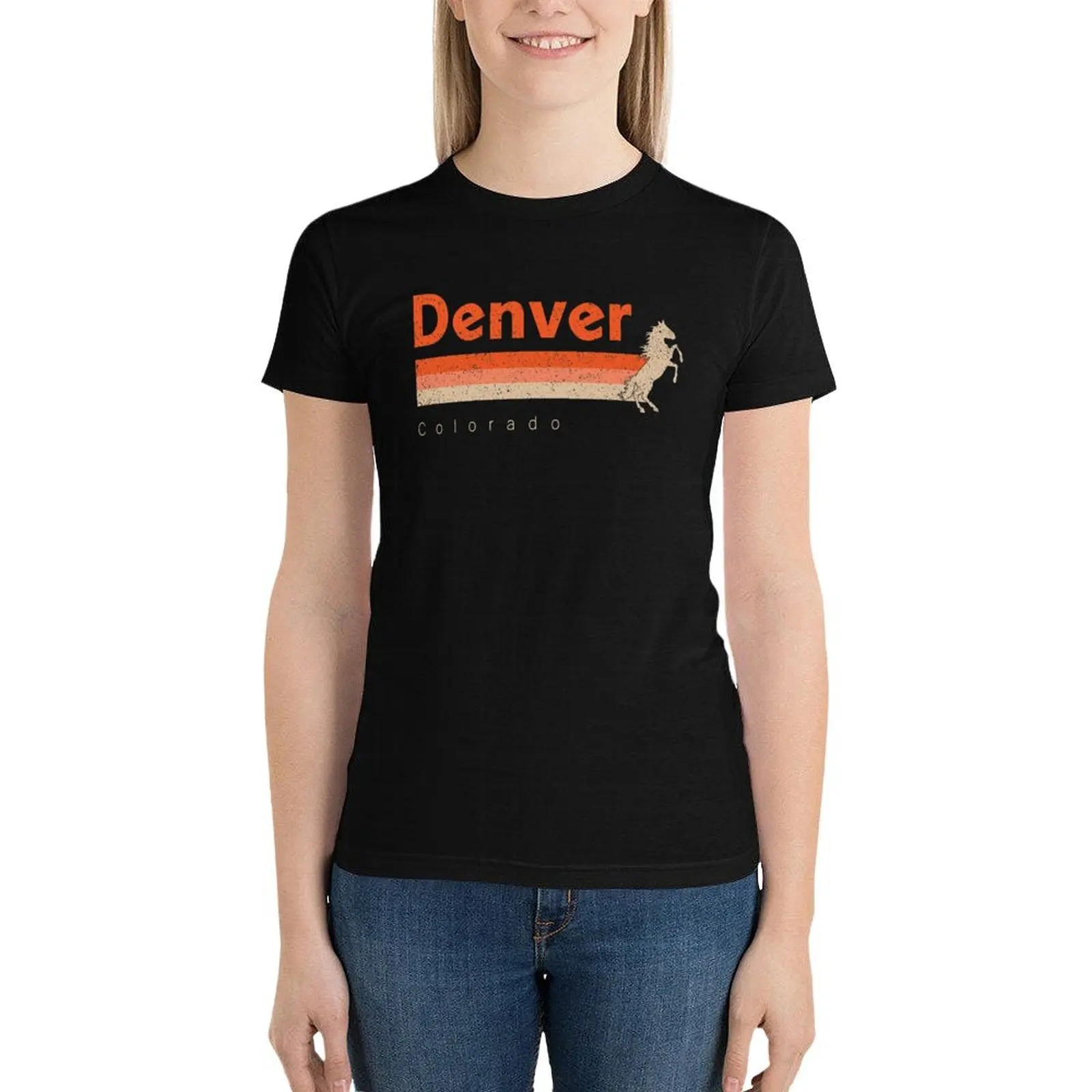 Vintage Denver Football Retro Colorado Bronco At Gameday T-Shirt plus size tops korean fashion Womens graphic t shirts