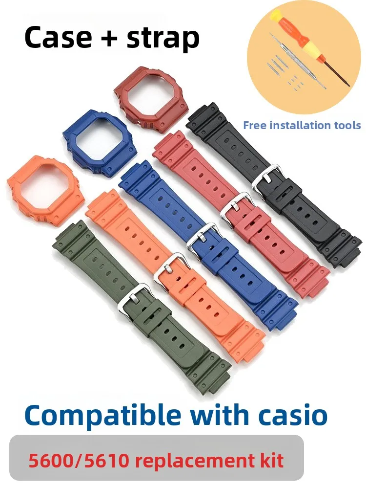 

Подходит для часов Casio DW/GW-BX5600, комплект из маленького квадратного корпуса из полимерной смолы и ремешка, модифицированные аксессуары для ремешка.
