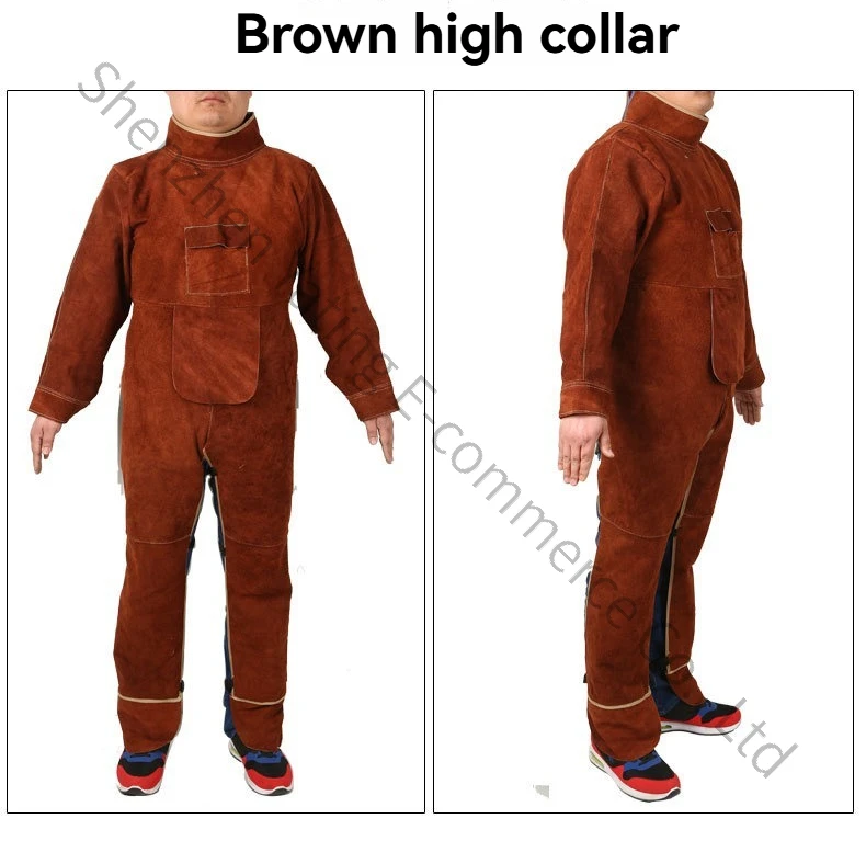 Cowhide Welder Protective Clothing, High-temperature Welding Work, Flame Retardant Leather Apron with Sleeves