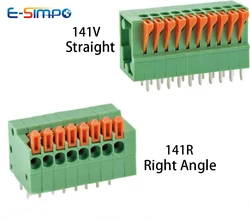 10pcs Splicable 2.54mm DG141V FFKDS/V Straight KF141R Right Angle FFKDS/H 150V/2A PCB Wire Spring Connector Terminal Block