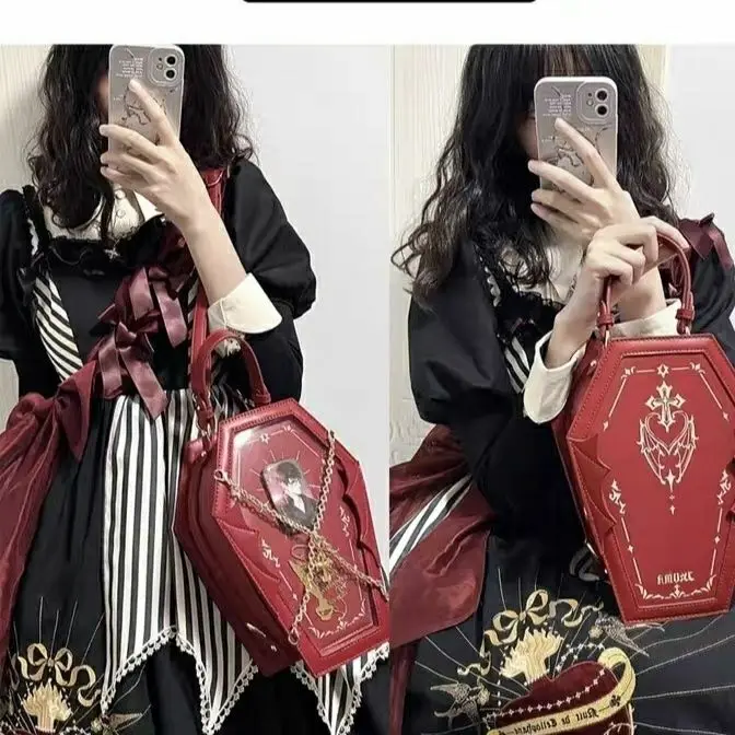 JIAERDI-Harajuku Saco Mensageiro para Mulheres, Y2K, Gótico, Japonês Punho, Cadeia Bolsa Transparente, Senhoras Vintage Mini Mochila, Estética