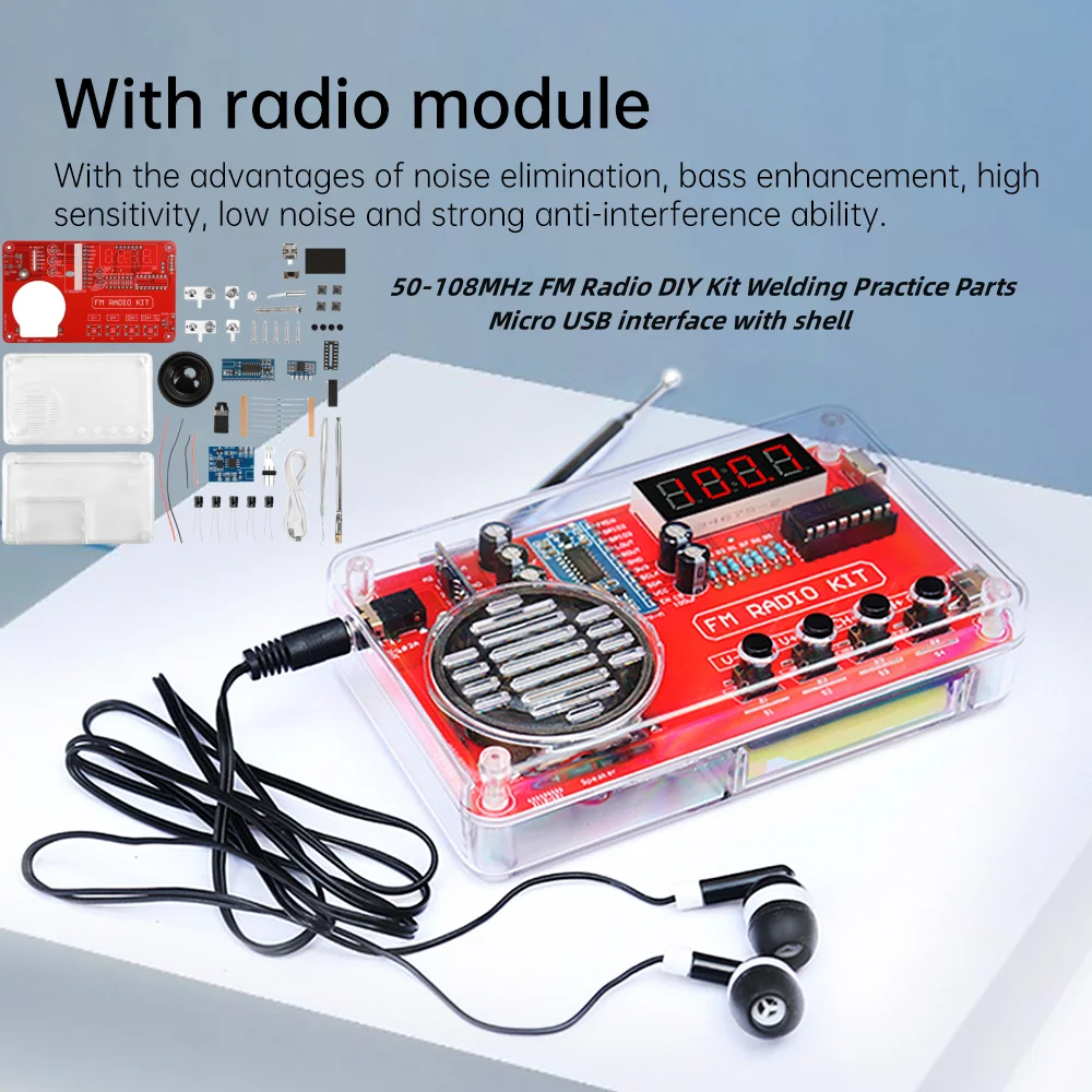 RDA5807 8002D (STC81K17 digital version) with digital display 50-108MHz FM radio DIY kit welding practice parts