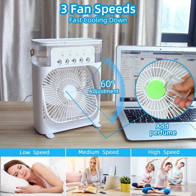 Xiaomi New Air Conditioner Air Cooler Water Cooling Spray Fan USB Desktop Humidification Fan Mini Air Cooling Fan Wireless Fan