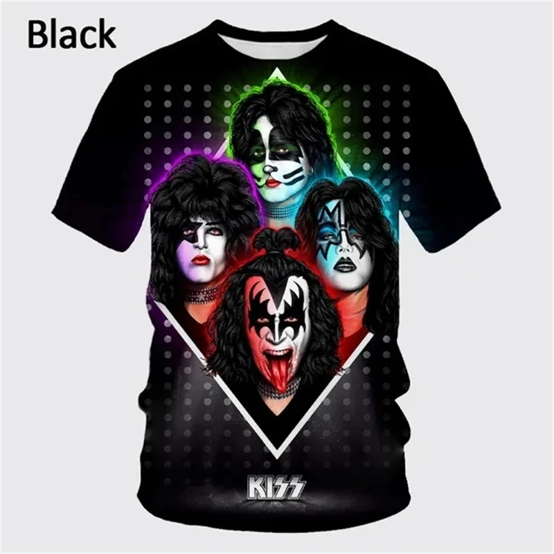 تيشيرت للرجال بموسيقى Kiss ثلاثي الأبعاد وفرقة روك مطبوع برقبة دائرية ، كاجوال ، أكمام قصيرة ، هيب هوب ، haryharoga ، ملابس للنساء ، خمر ، راب ، Y2K