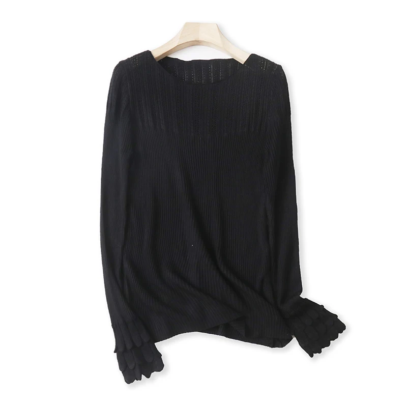 

Slim Fit round Ne Knitted Sweater Thin Elastic Knitwear Easy to Wear Autumn New Arrival Women's Faion Versatile Long Sve