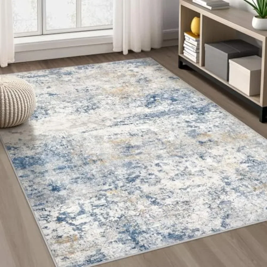 

5x8 Abstract Large Soft Indoor Washable Rug in Neutral Modern Low Pile Design Perfect for Living Room Bedroom Dining Room Farmh