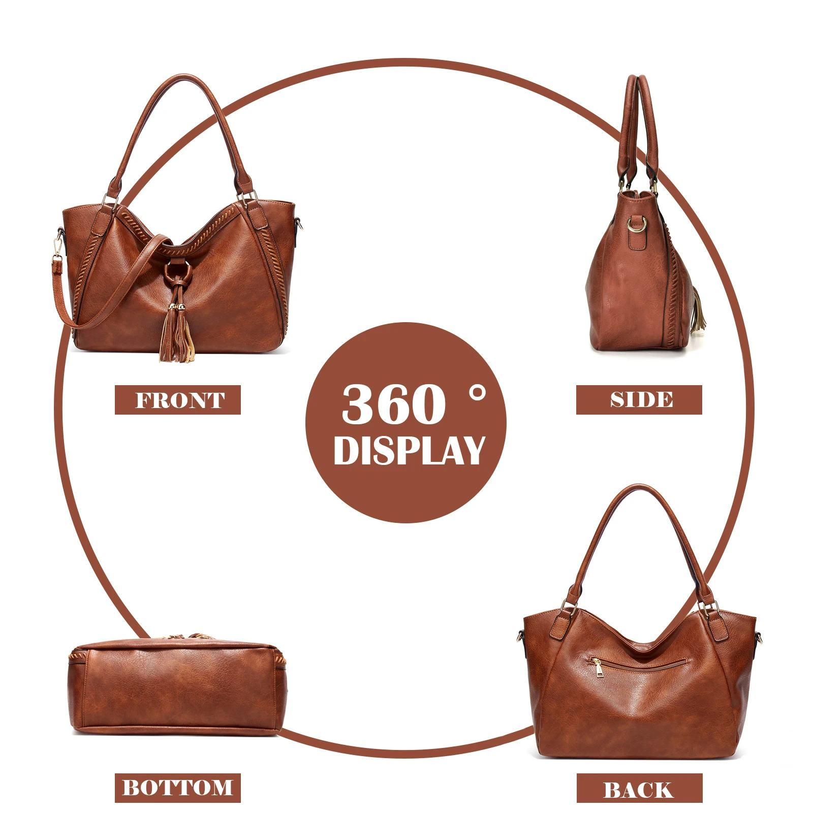 2024 Classic Women\'s soft Shoulder Bag - European and American retro tote bag large capacity multi-functional purse