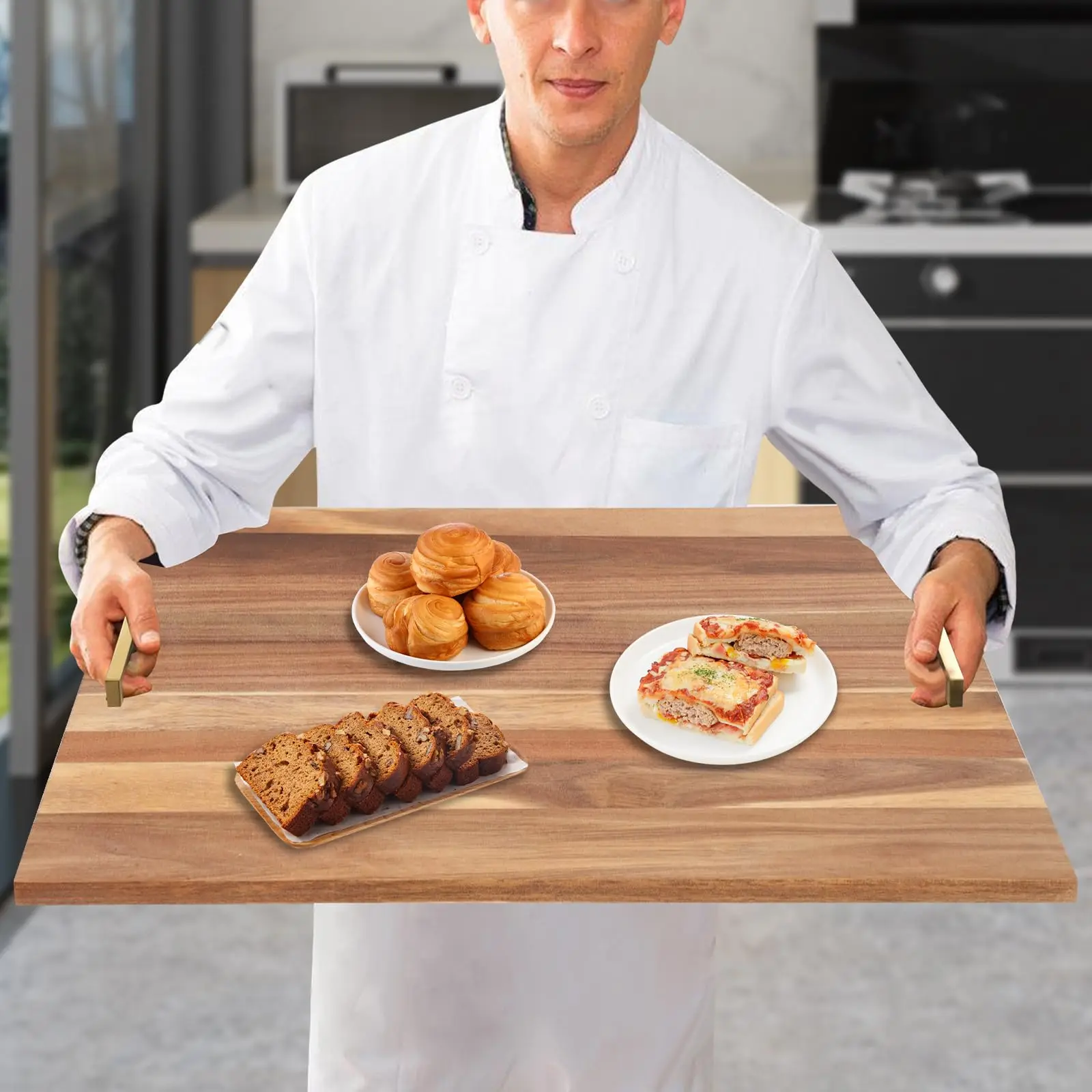 

Wood Noodle Board Stovetop Cover 29X21In, Stove Cover with Handles for Gas and Electric Stove, Stove Top Cutting Board, Noodle B