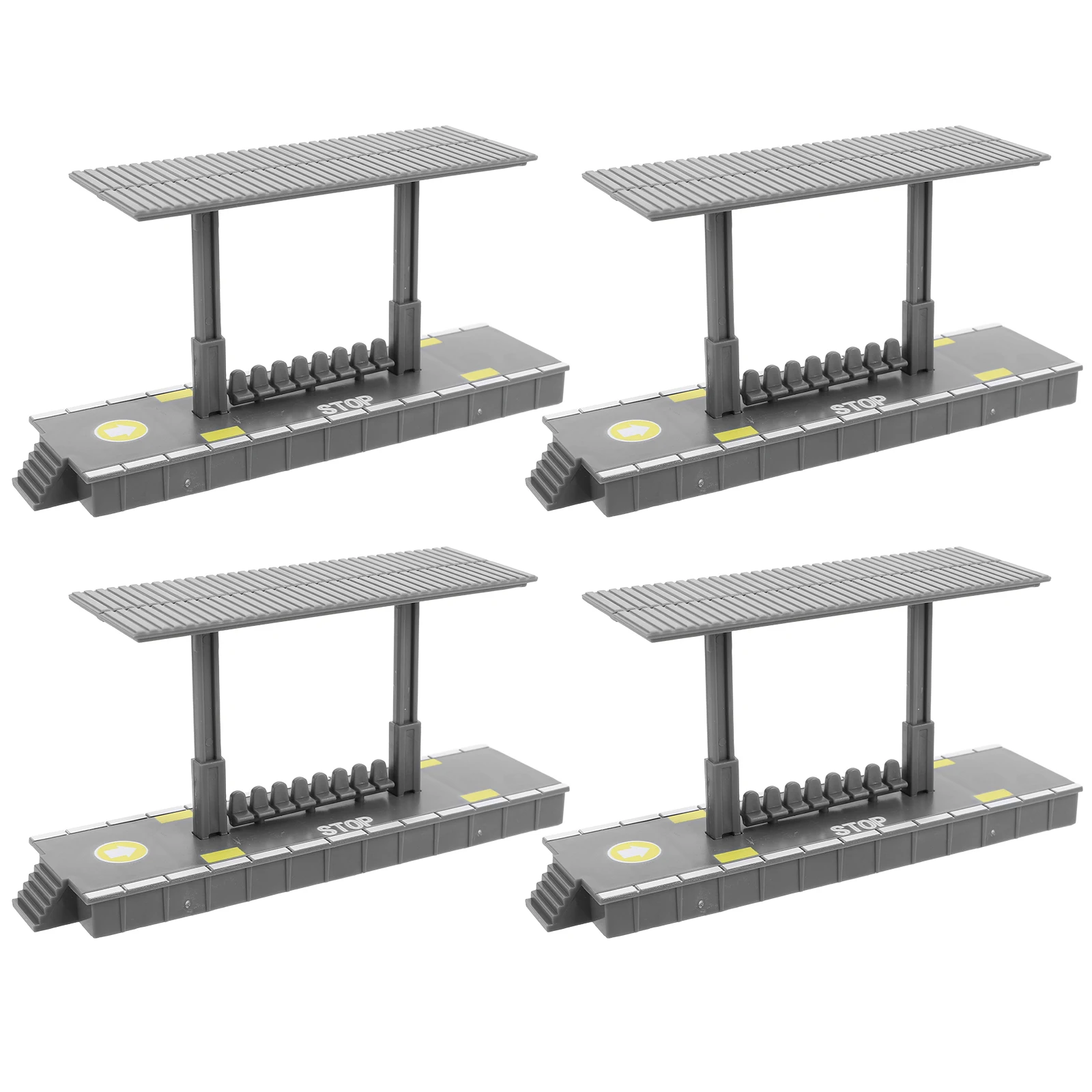 Abrigo de espera para casa de bonecas, 4 unidades, versátil, plataforma de trem diy para cenas ferroviárias realistas, simulação para crianças