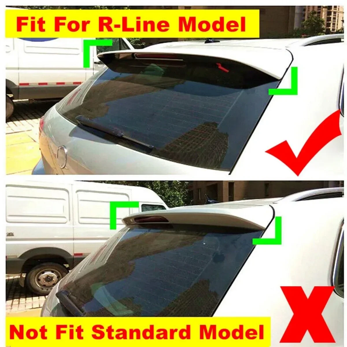 For VW Tiguan R-Line MK2 2017 2018 2019 2020 2021 2022 2023 Pair Glossy Black Car Rear Window Side Spoiler Splitter