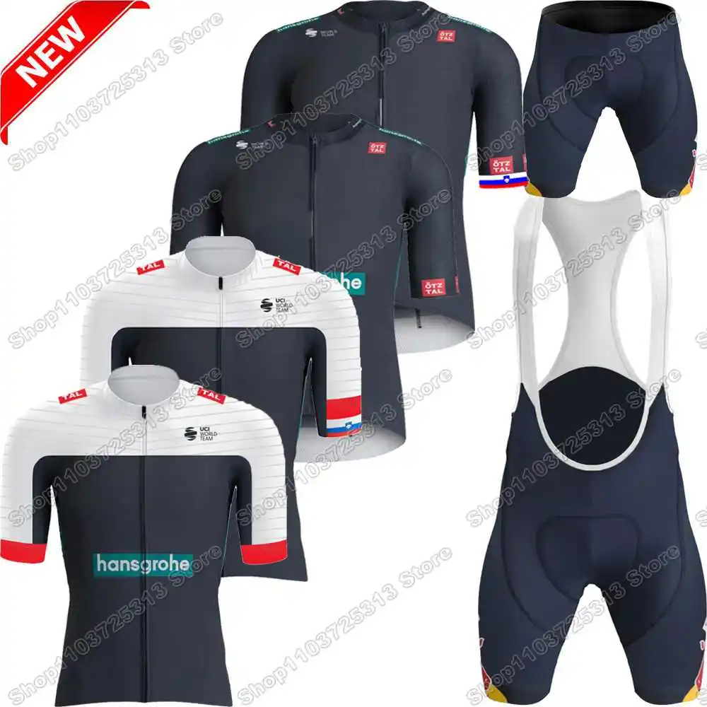 2025 Team Hansgrohe Cycling Jersey France Tour Set Slovenia Champion Primož Roglič Clothing Men Road Bike Shirt Suit Bib Shorts