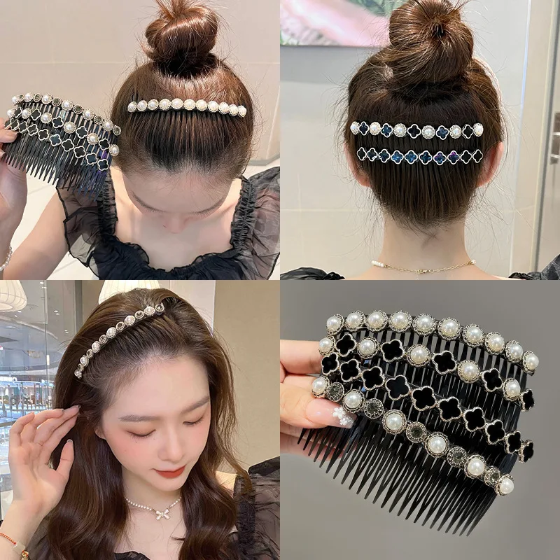 Crystal Flowers Comb Bangs Hair Clip for Women Braid Broken Hairpin Inserted Comb Pressure Pin Girls Hair Accessories Jewelry