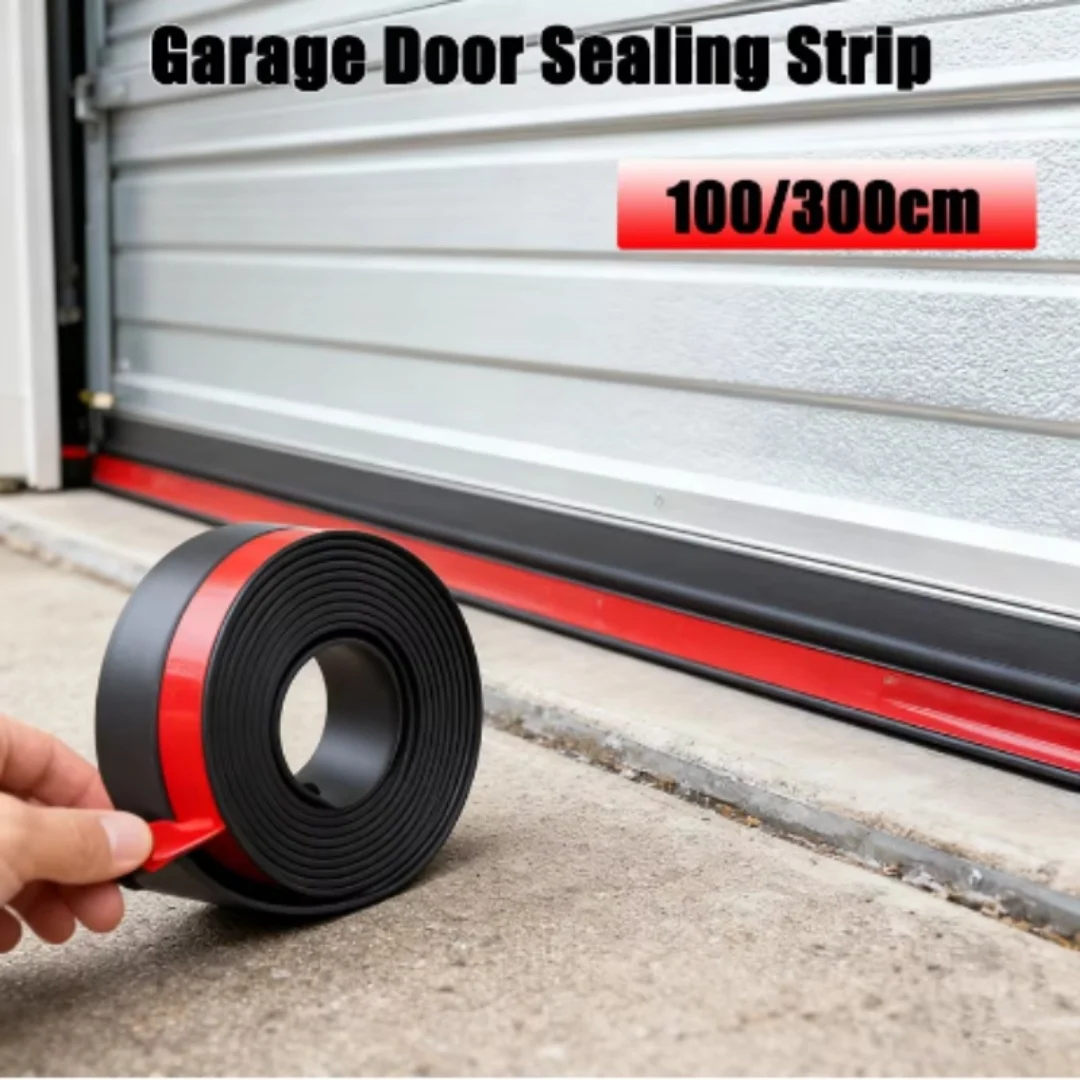 100/300cm Garage Door Sealing Strip Door Frame Rubber TPE Strip Weatherproof Blocker Sealer Home Window Protector Doorstop