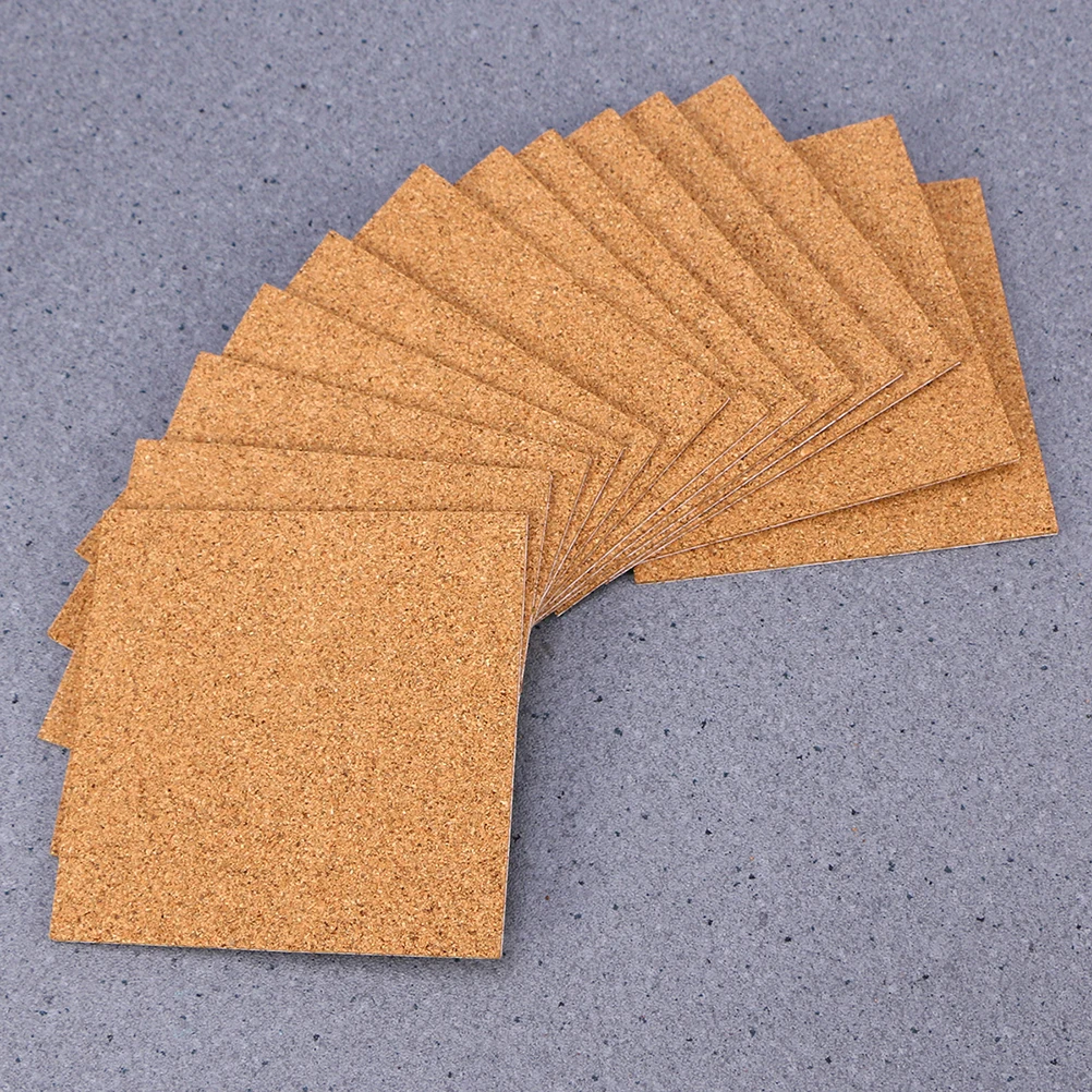 

40 PCS Coasters Cork Pads Square Board Squares Felt Tile Self Adhesive Light Brown for Backing Office