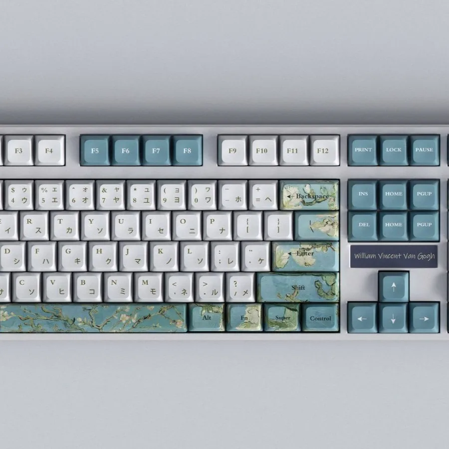 Bloom flowers on apricot branches Five-sided sublimation PBT keycaps SA height PBT material Mechanical keyboard keycaps