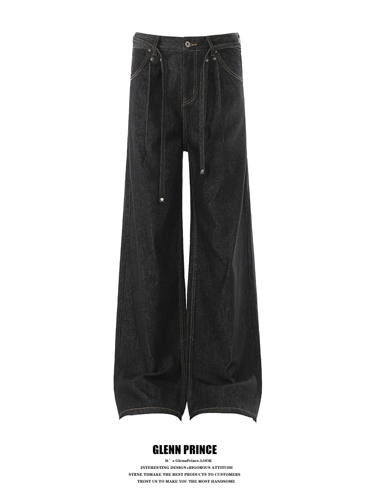 

Мужские джинсы свободного кроя А-силуэта, повседневные, для города, с широкими штанинами, легкий расклеш, из денима, хлопок/полиэстер, весна