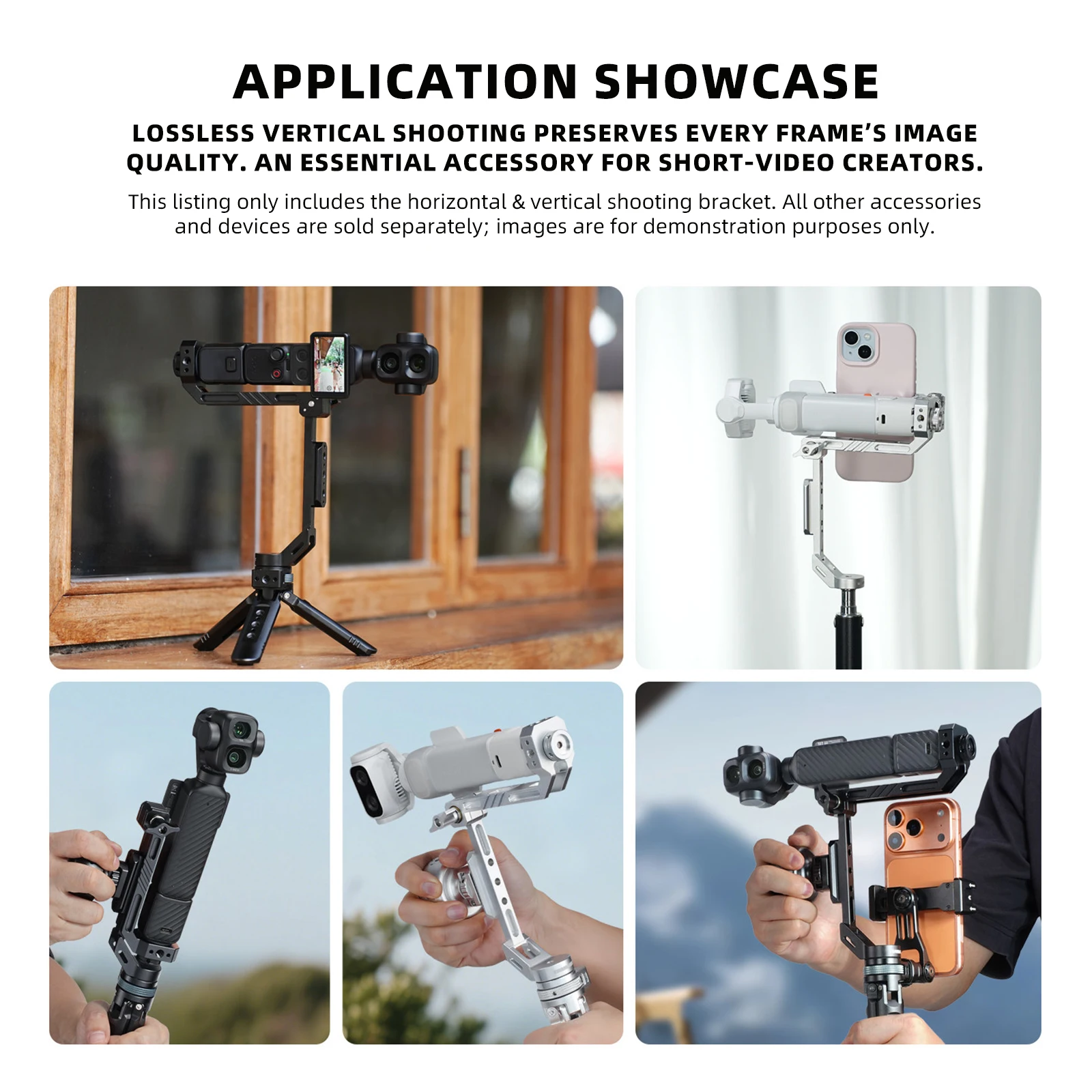 LEAPLIGHT Aluminiowy Statyw Pionowy do DJI Osmo Pocket 3/4/4P Statyw w Kształcie Litery L z Obracaniem o 360° °   Głowica kulowa + uchwyt L do nagrywania wideo — zdjęcie produktu 6