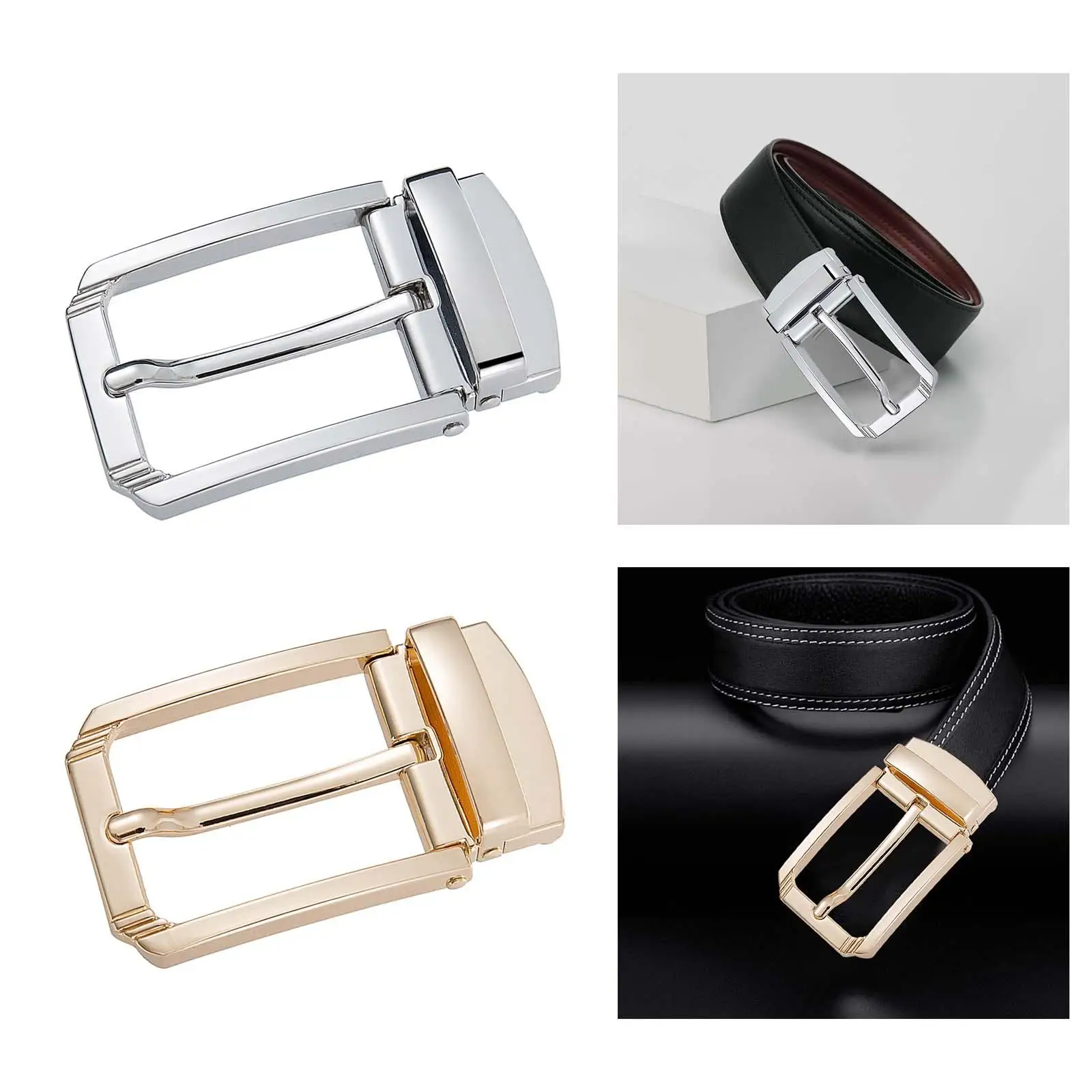 Alloy Belt Buckle Luxury Mens Casual Replacement for Leather Strap Rectangle Pin Buckle Single Prong Buckle Pin Belt Buckle