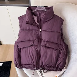 Women Cotton Vest 2024 Autumn Winter Fashion New Sleeveless Lady Warm Down Cotton Waistcoat Comfortable Ladies Short Jacket Tops