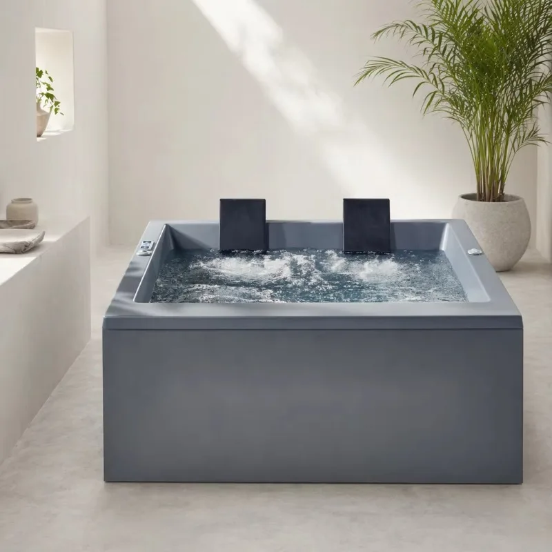 Eco-Friendly 2-Person Whirlpool Bathtub Rectangle Acrylic Massage for Apartment Hotel Custom