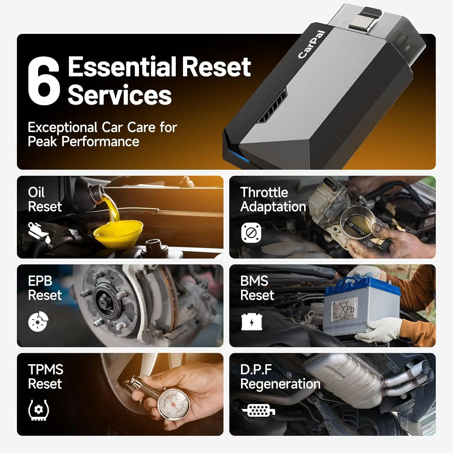 TOPDON OBD2 Bluetooth Scanner Code Reader All System 6 Reset OBD 2 Auto Diagnostic Tool OBD2 Scanner Battery Tester Carpal