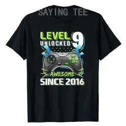 9 Year Old Boy Video Gamer Awesome Since 2016 9th Birthday Short Sleeve T-Shirt Born in 2016 Gaming Controller Saying Tee Gifts