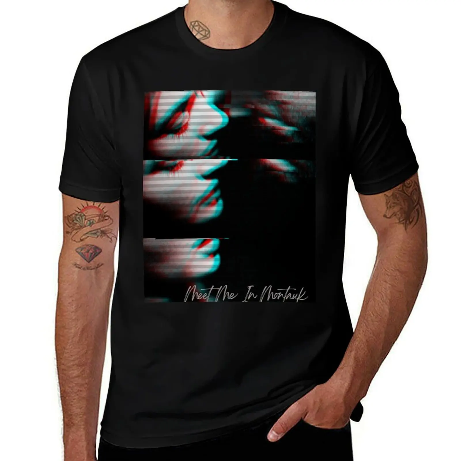 

Poster of the movie Eternal Sunshine of the Spotless Mind with glitch effect. T-Shirt cotton t shirts man 100% T-Shirt