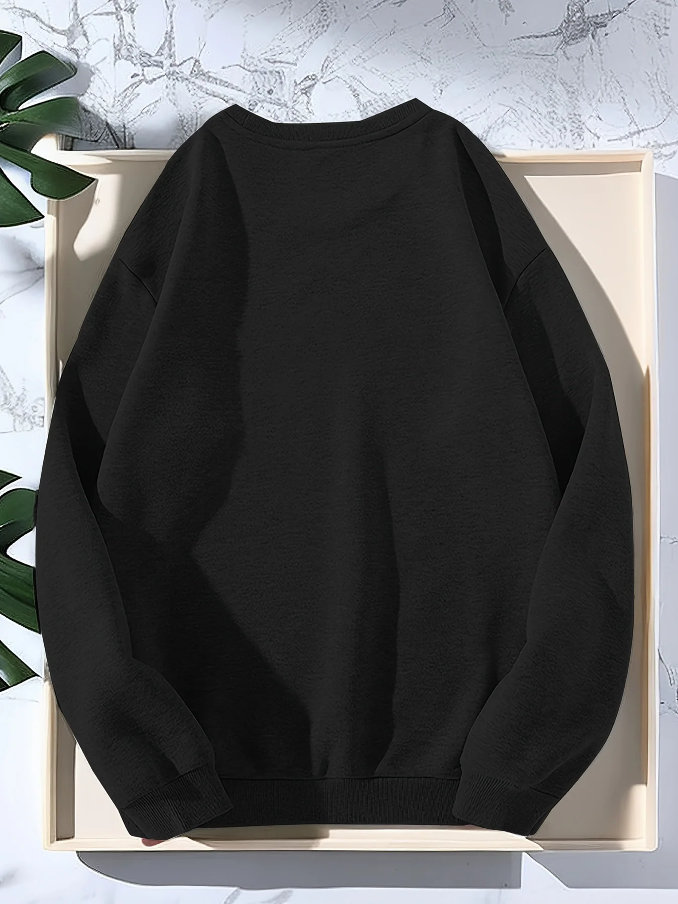 بلوفر رجالي للخريف والشتاء كاجوال فضفاض ومطبوع عليه حروف من الصوف بأكمام طويلة ورقبة دائرية