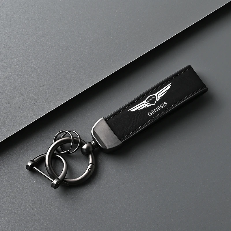 Fashion Leather Metal Keychain Car Styling Luxury Key Ring For Genesis Essentia GV80 G70 G90 GV90 GV60 X G80 GV70 Neolun Keyring