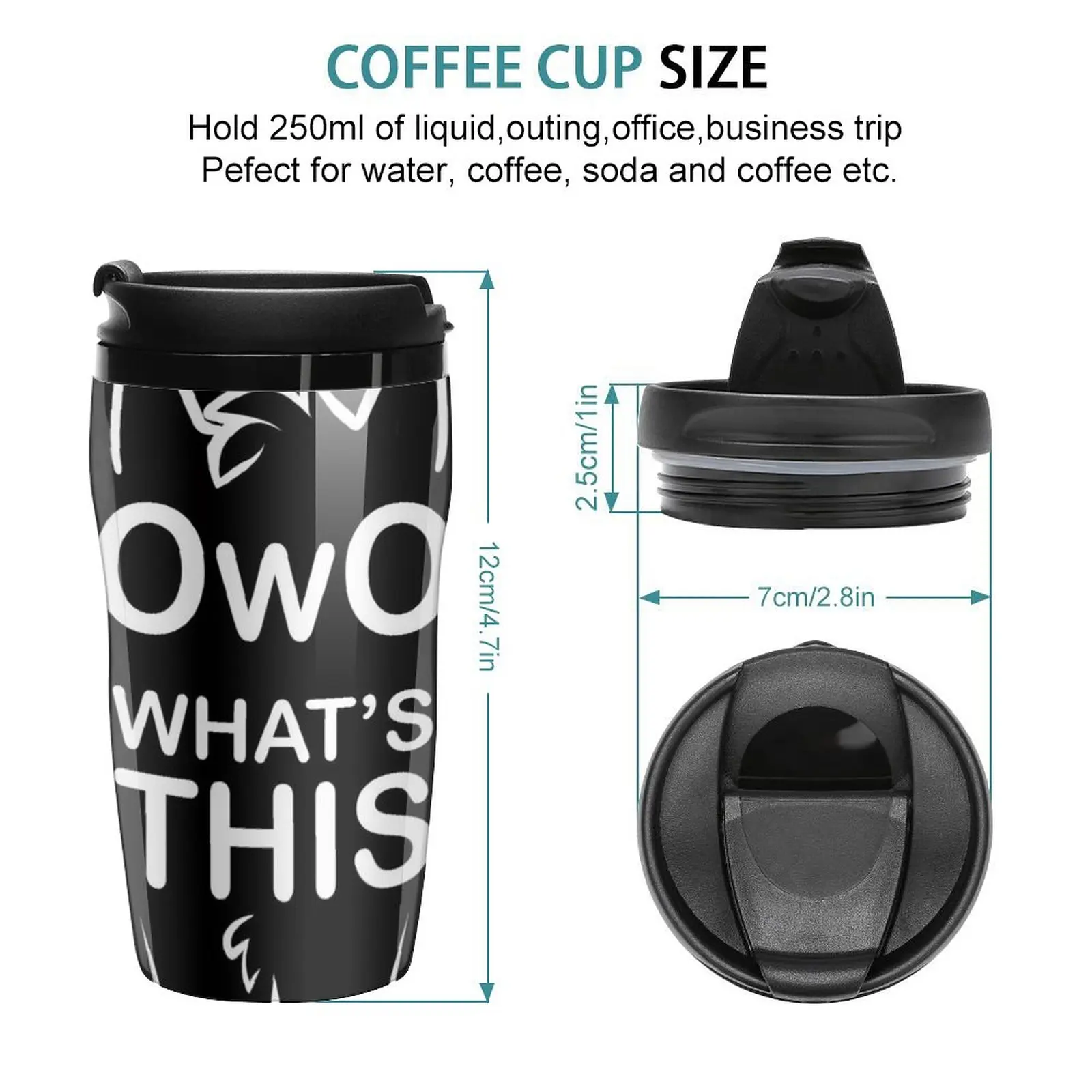 New OwO What's this? - white text Travel Coffee Mug Beautiful Tea Cups Thermos Cup Cups Coffee