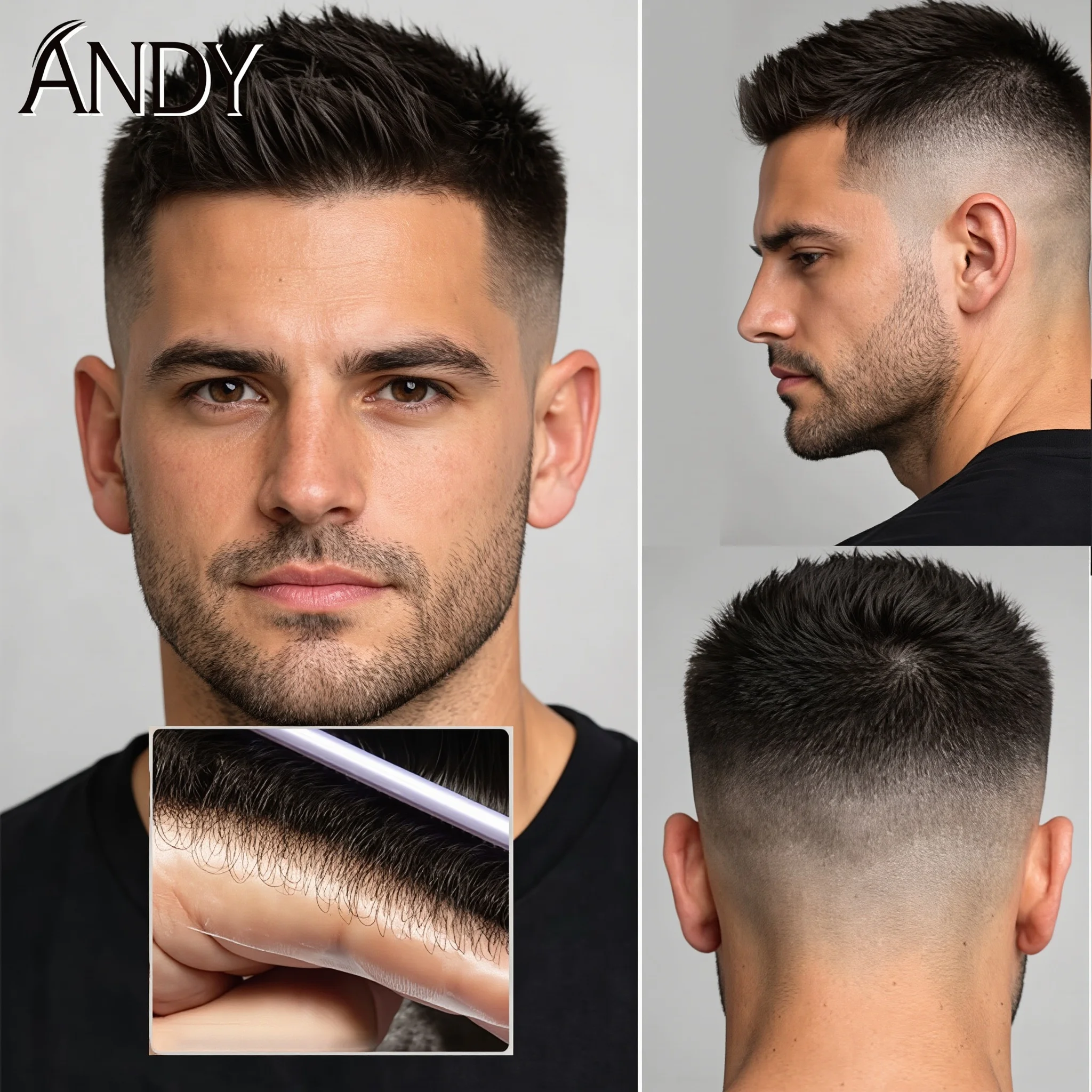 

Men's European Human Hair Toupee 0.02-0.04mm Super Thin Skin Invisible Hairline Male Hair Prosthesis Natural Hair System Wig