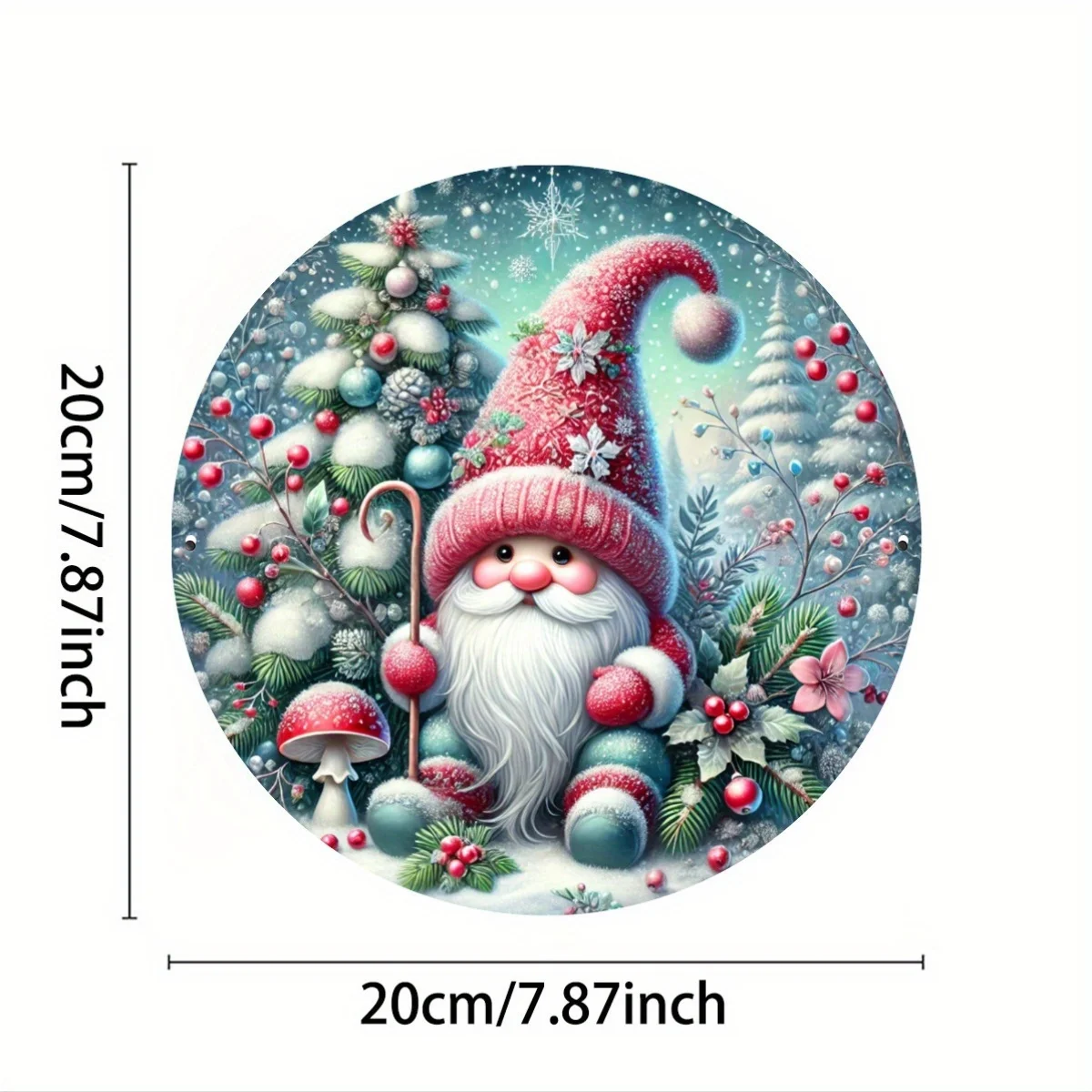 [1-Pack Christmas Gnome Sign] Christmas Gnome Iron Aluminum Sign - 1-Pack Festive Wall Decor for Home, Bar, and Cafe