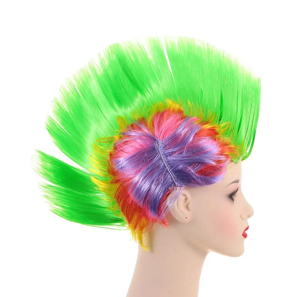 Adatto per donna uomo arcobaleno rosso e giallo capelli soffici parrucche di Halloween per parrucche per capelli da festa in Costume colorate