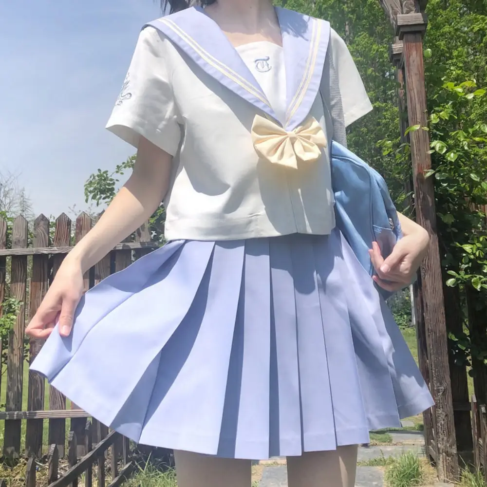 Traje Jk básico de mar para mujer, conjunto de uniforme escolar japonés, Falda plisada de marinero, disfraces de Anime Fuku de verano, recién