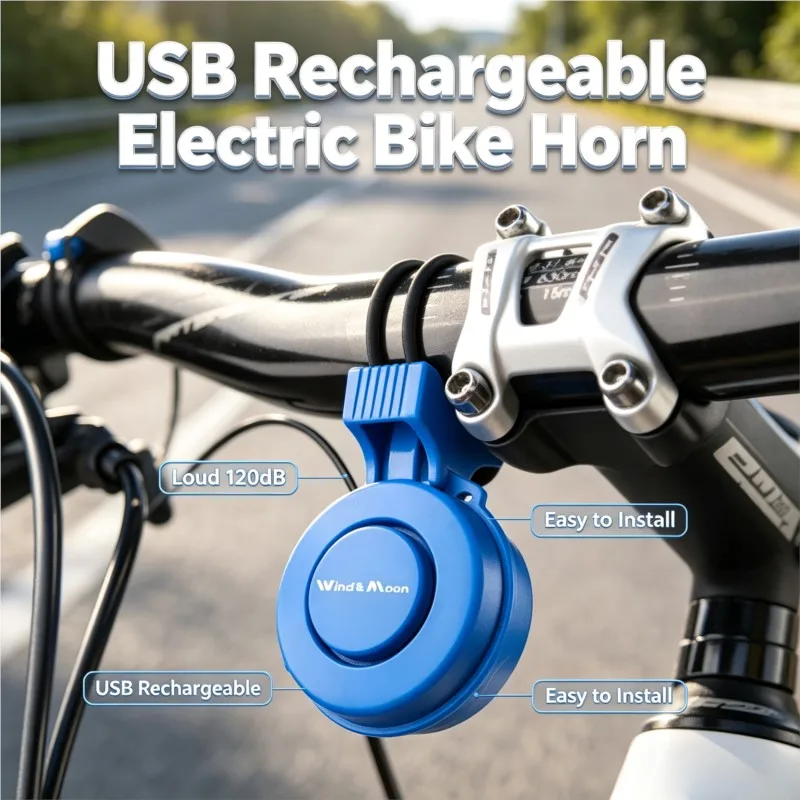 Image of Yuuisd USB-Aufladbare Elektrische Fahrradklingel Laute Elektrische Fahrradglocke für E-Bike Roller Mountainbike Rennrad Fahrradzubehör