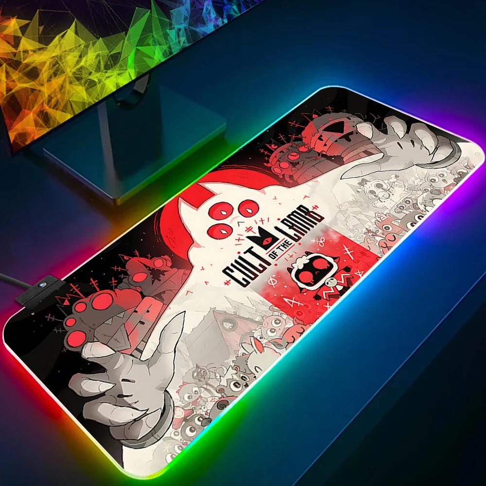 Action Adventure Game Lamb RGB Pc Gamer Keyboard Mouse Pad Mousepad LED Glowing Mouse Mats Rubber Gaming Computer Mausepad 6