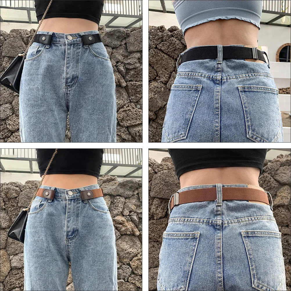 

2pcs Invisible Seamless Belts Fashionable Waist Elastic Jeans Stylish Leisure Non Deform Fading Free Comfortable Casual