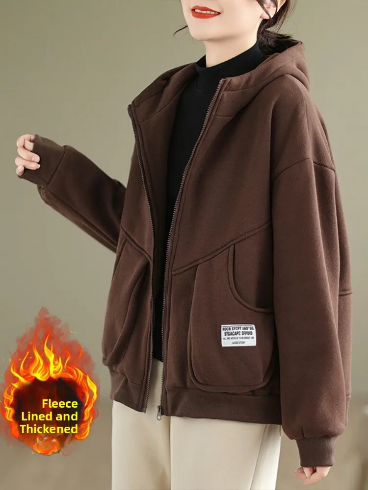 

Женское зимнее пальто из хлопка с капюшоном Thiened Fce, верхняя одежда, этикетка, модная повседневная застежка-молния