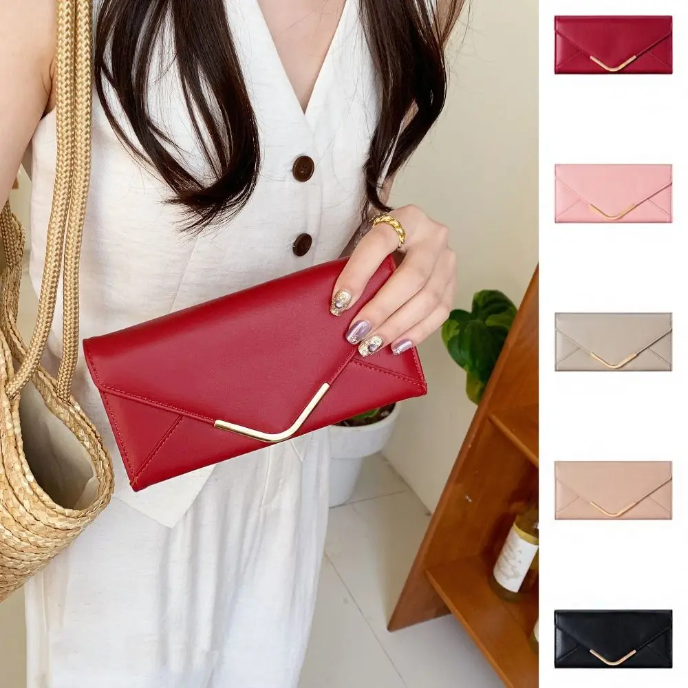 Portable Women Long Wallet Multiple Card Snap Button Multiple Cards Purse Korean Style Classic Clutch Money Bag School